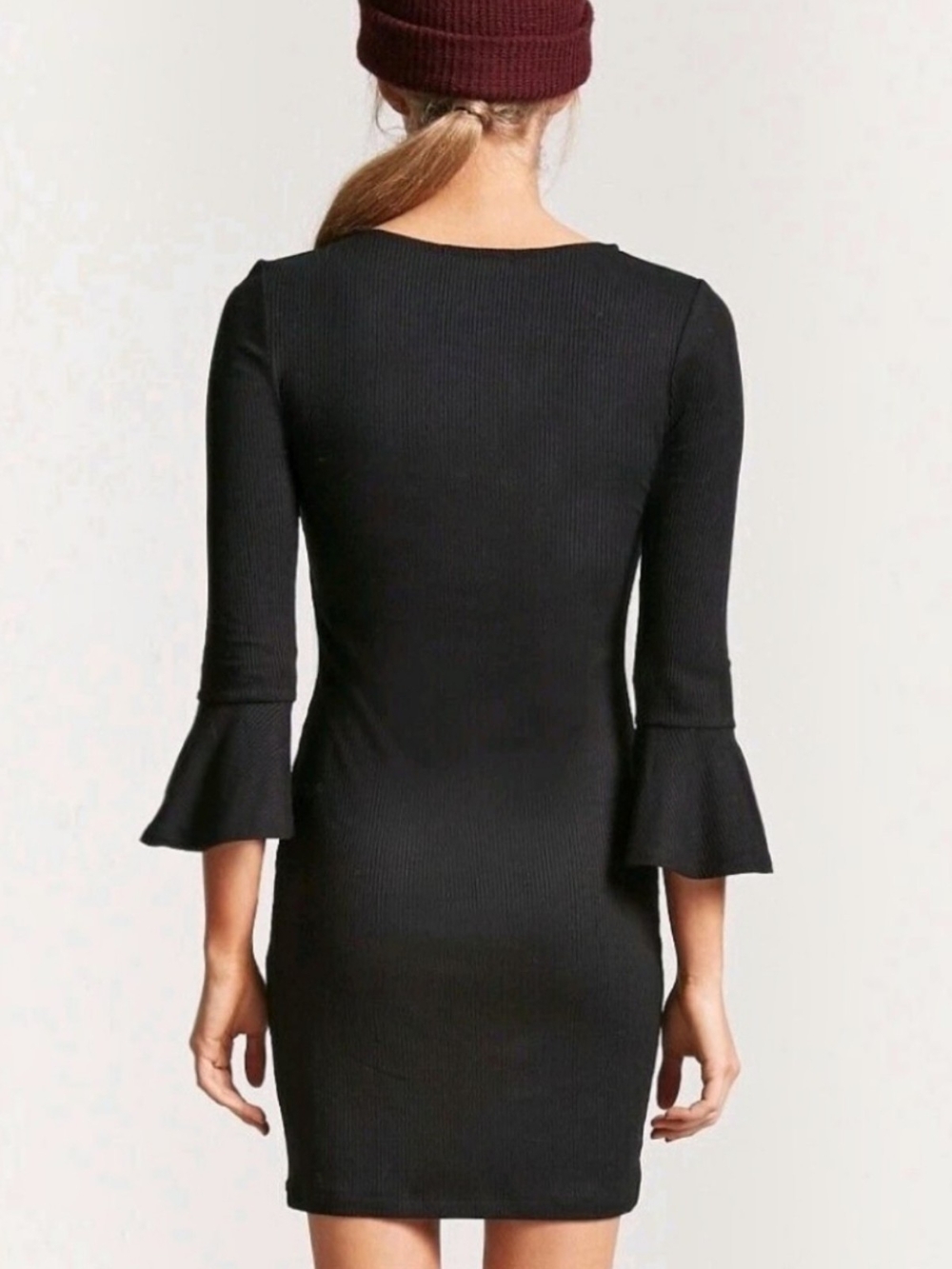 Ambiance Witchy Lace-Up V Neck Bodycon Dress - Picture 2 of 5